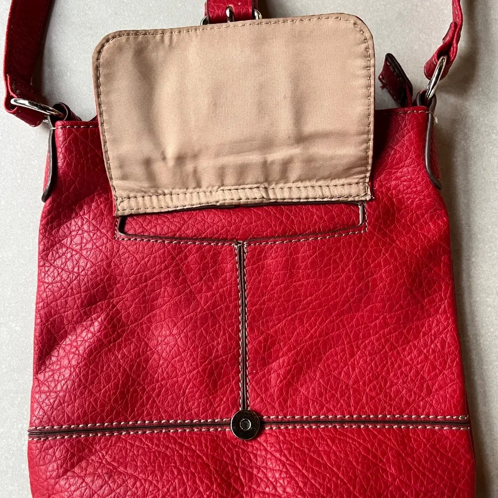 Red Faux Leather Nine West Purse with Adjustable Shoulder Strap